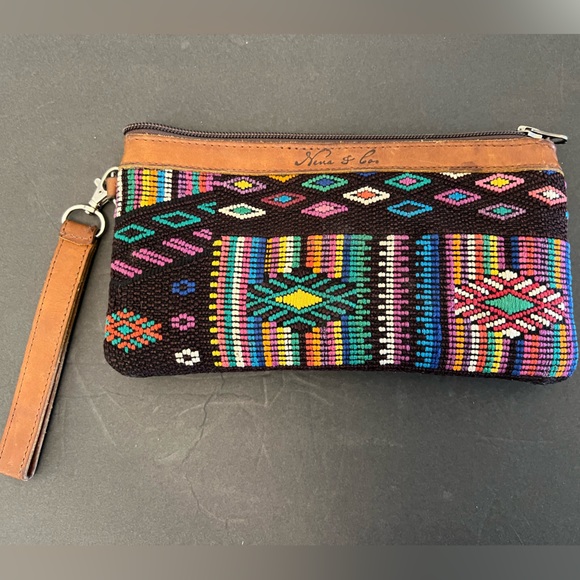 Nina and Co Handbags - Nina and co Artisan handmade one of a kind  embroidered leather clutch bag purse